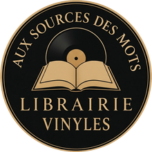 Le sceau d'Aux Sources des Mots, librairie et vinyles